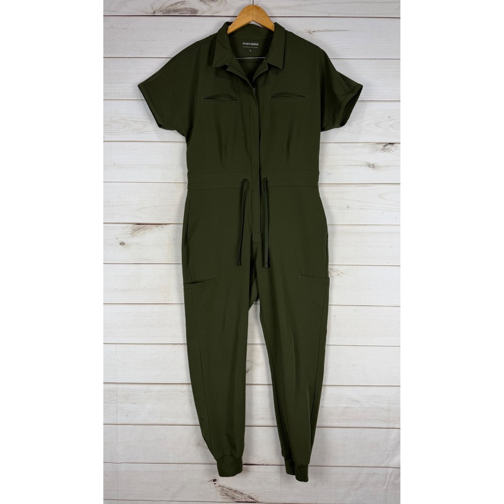 Mandala Scrub Jumpsuit M Green Equa-Tek Stretch One Piece Utility Romper